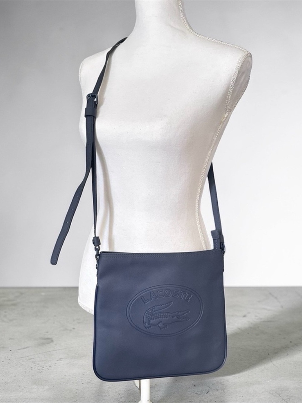 Lacoste Navy Embossed Crossbody Bag